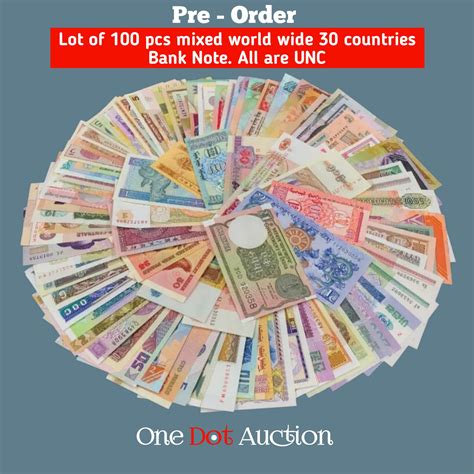 100 pcs mixed different worldwide 30 countries bank notes unc trust collector