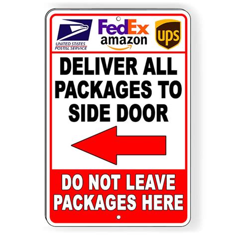 Please Deliver All Packages To Side Door Arrow Left Metal Sign Etsy