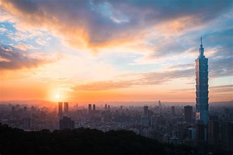 Download Taipei Cityscape Sunset Wallpaper