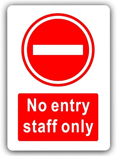No Entry Staff Only Sign Aluminium Metal White Warning Door Notice Shop