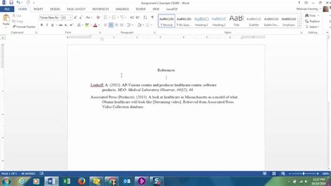 Part I Assignment 2 Setting Up An Apa Reference List In Microsoft Word