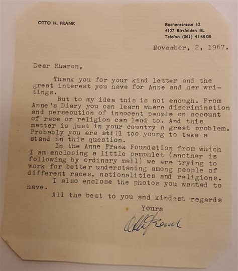 Otto Frank Letter A Rare Find For Cape Holocaust Centre Jewish Report