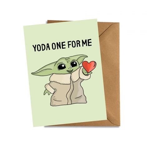 Yoda One For Me Mandolorian Star Wars Valentines Card Meme Funny