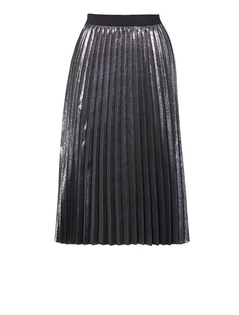 Dark Grey Metallic Pleated Skirt Metallic Pleated Skirt Skirts Fashion