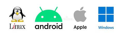 Linux Android Apple Windows Logo Vector Editorial Illustration Format