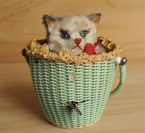 Vintage Wind Up Cat in a Basket made in West Germany....Cool! | Antique