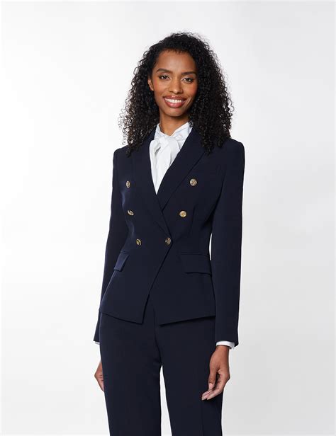 women s double breasted suit jacket in navy hawes and curtis