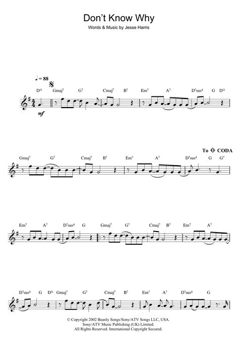 Dont Know Why Sheet Music Norah Jones Flute Solo