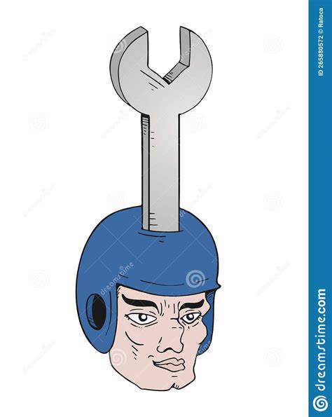 Wrench Worker Man Draw Stock Vector Illustration Of Holding