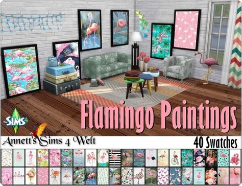 Flamingo Paintings At Annetts Sims 4 Welt Sims 4 Updates