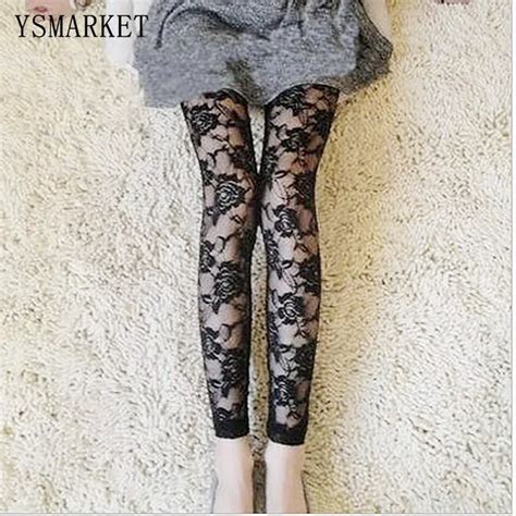 Sexy Fitness Leggings Women Elegant Hollow Out Floral Pattern Lace