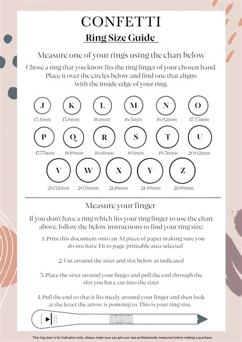Free Printable Ring Size Guide Ring Sizing Template