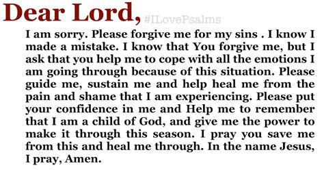 I Am Sorry Lord Prayer