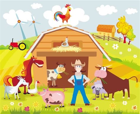 Cartoon Farm Landscape Background Free Vector Download 57928 Free