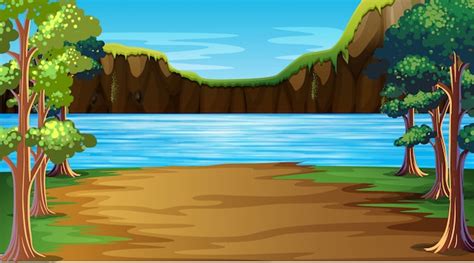 Outdoor Lake Nature Scene Background Free Vector