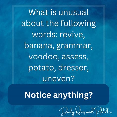 What Is Unusual About These Words Daily Quiz And Riddles