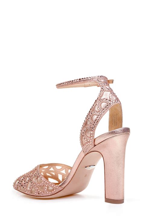 Badgley Mischka Hart Evening Sandals Womens Shoes Rose Gold Metallic
