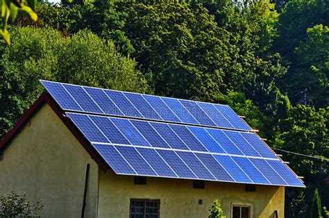 Solar Panel Installed On The House Roof Stock Image Image Of