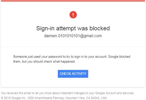 Gmail Critical Security Alert Message Hacking Attempt Blocked Long