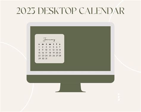 2023 Monthly Calendar Desktop Wallpaper Minimalistic Green Etsy
