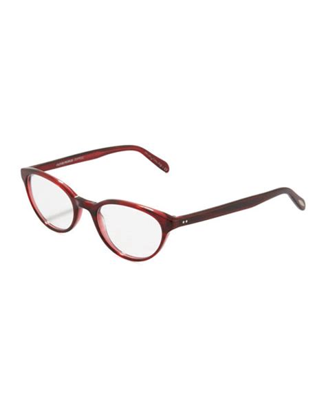 Oliver Peoples Lilla Thin Cat Eye Fashion Glasses Red Havana