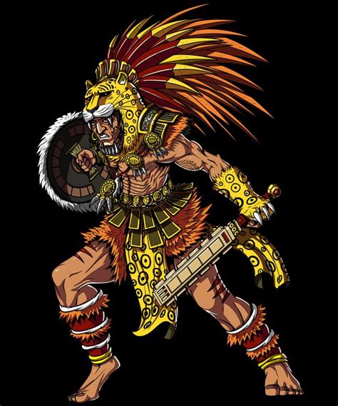 Aztec Jaguar Warrior Indian Native Mexican Art Print By Nikolay Todorov