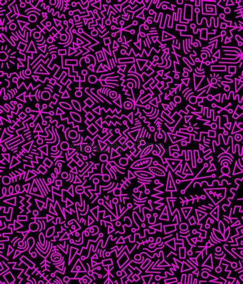 Abstract Doodle Drawing With Pink Lines On A Black Background Stock