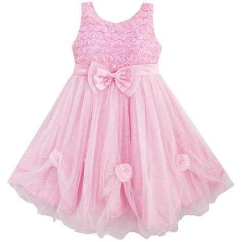 Flower Girl Dress Pink Rose Pageant Tull Wedding Kids Boutique 2018