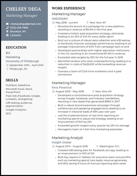 Marketing Manager Resume Examples For