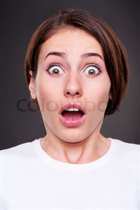 Surprised Woman With Open Mouth Stock Image Colourbox