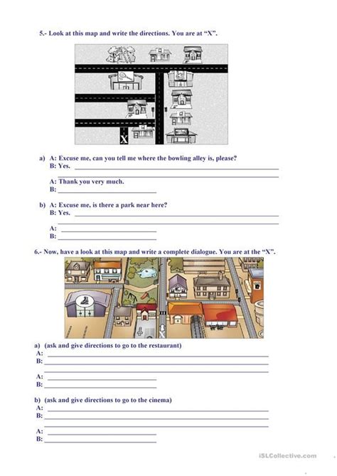 Places Giving Directions English Esl Worksheets For Distance