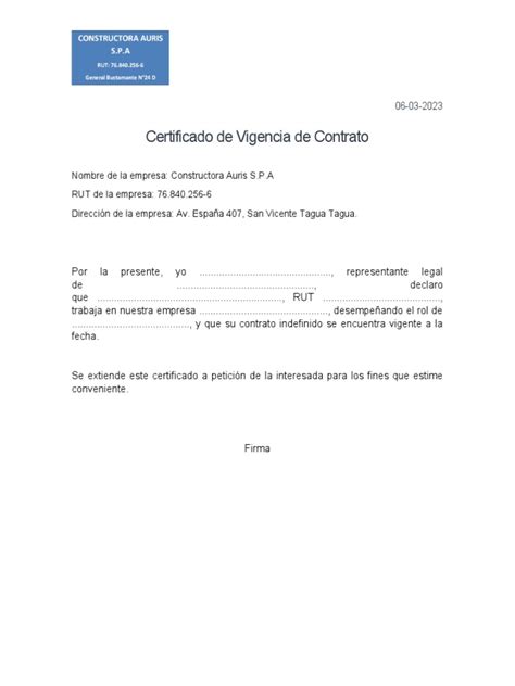 certificado de vigencia de contrato docx pdf