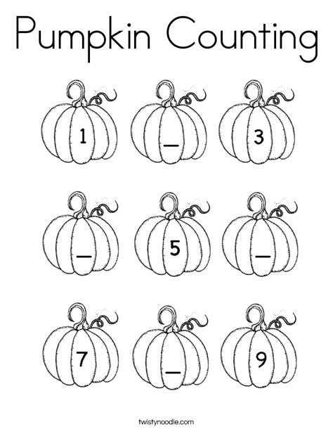 Pumpkin Counting Coloring Page Twisty Noodle
