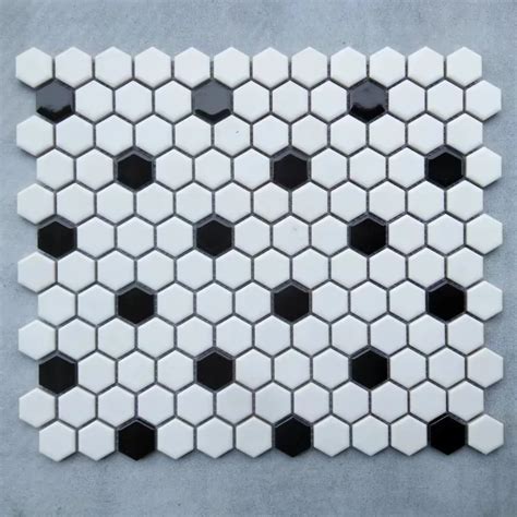 Black White Nordic Hexagon Porcelain Glossy Matt Ceramic Mosaic Tile