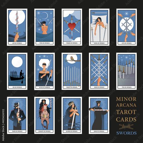 Minor Arcana Tarot Cards Swords From Ace To The Figures Of The Court