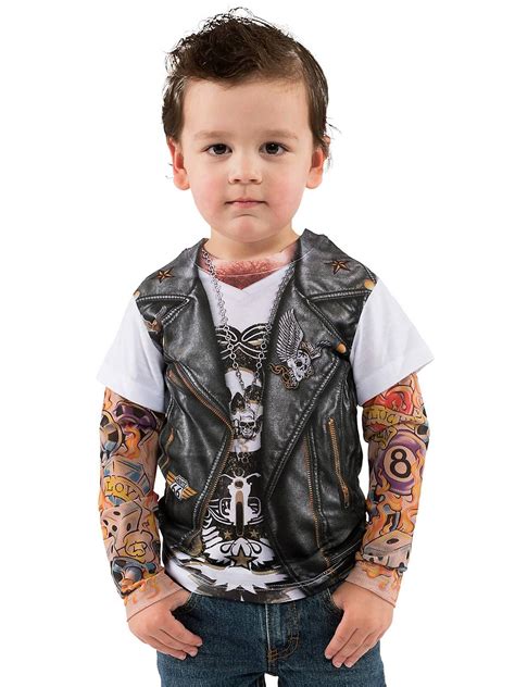 Toddler Tattoo Tee Wmesh Tattoo Sleeves Costume Biker Costume Biker