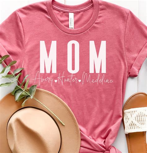 Custom Mom Shirt With Kids Names Personalized Mom Tee Etsy
