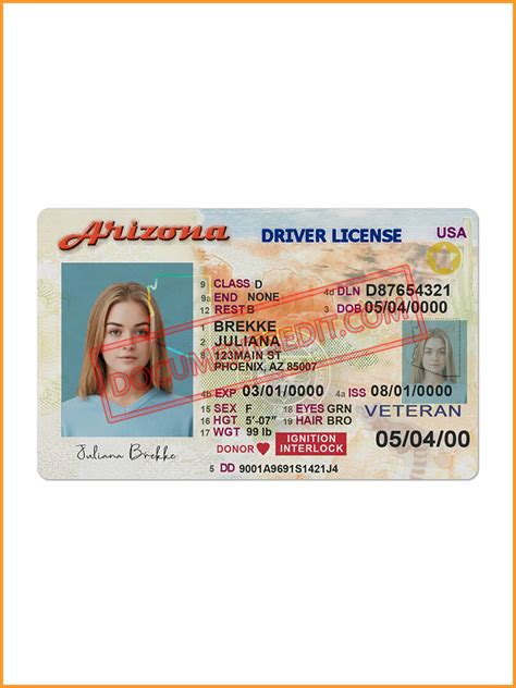 Arizona Driving License Template Documents Edit