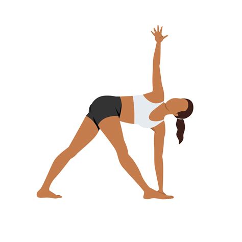 Woman Doing Revolved Triangle Pose Parivrtta Trikonasana Exercise Flat