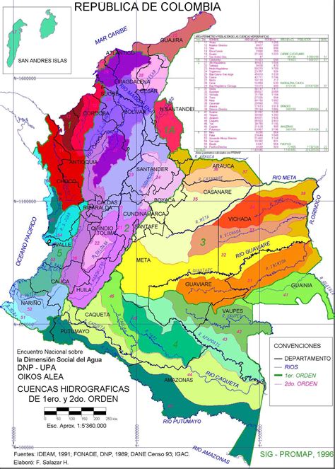 Mapa Hidrografia De Colombia