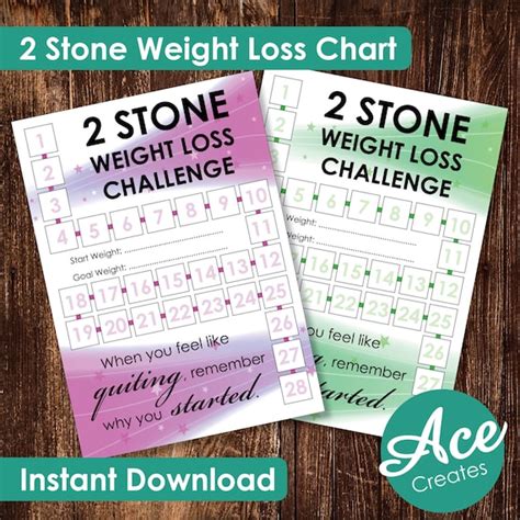 2 Stone Weight Loss Challenge Chart Dieting Losing Weight Etsy