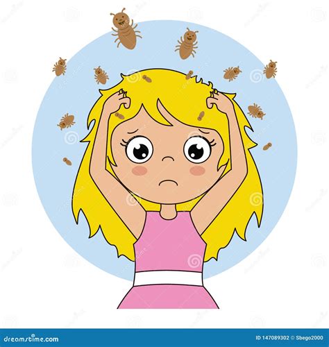 Girl With Head Lice Stock Vector Illustration Of Itch 147089302