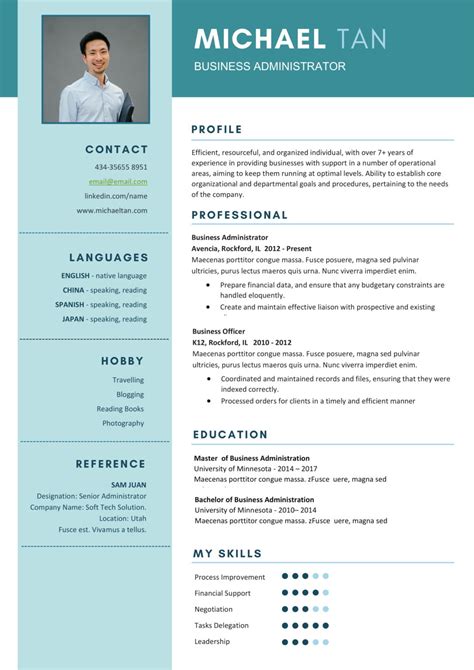 Free Business Administrator Resume Template Free Download