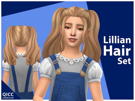 Sims 4 — Lillian Hair Set By Qicc — Enjoy Maxis Match Base Game