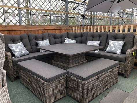 Black orlando outdoor corner sofa dining set 5 piece. Larne Cappuccino Rattan Corner Sofa Set - Large 10 Seater!