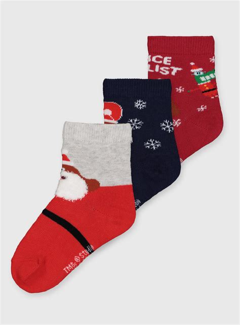 Kids Christmas Hey Duggee Red Santa Socks 3 Pack 3 12 Infant Tu