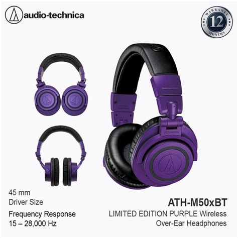 Jual Audio Technica Ath M50xbt Wireless Over Ear Headphone Purple Di