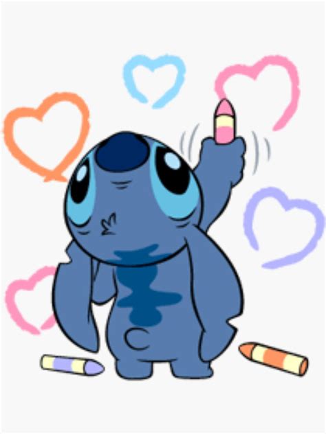 Stitch Drawing Hearts Sticker For Sale By Brayden Fast Redbubble