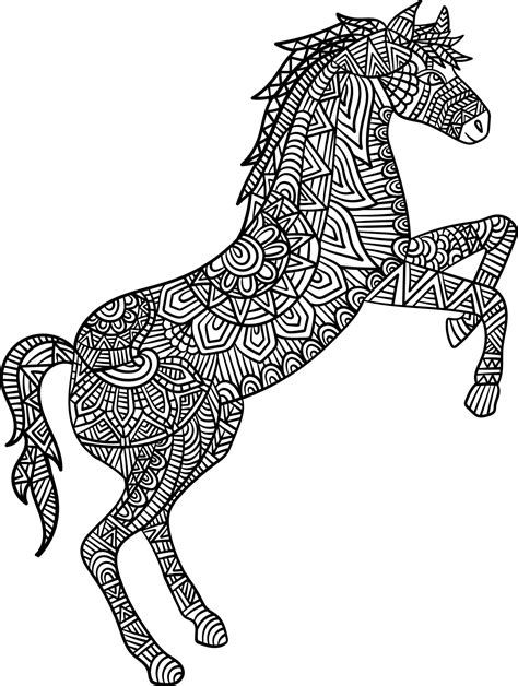 Horse Mandala Coloring Pages For Adults 6326365 Vector Art At Vecteezy