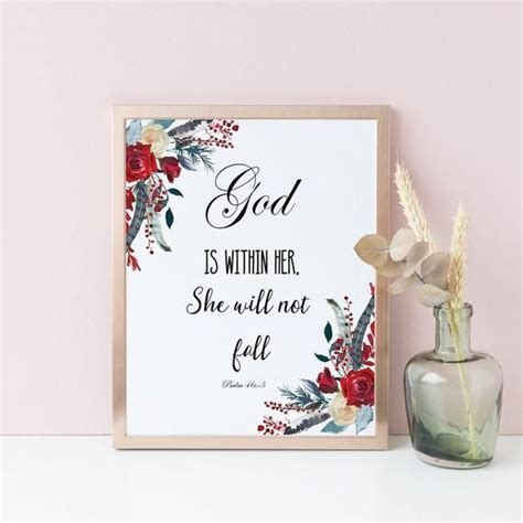 God Is Within Her She Will Not Fall Bible Verse Prints Psalm Etsy